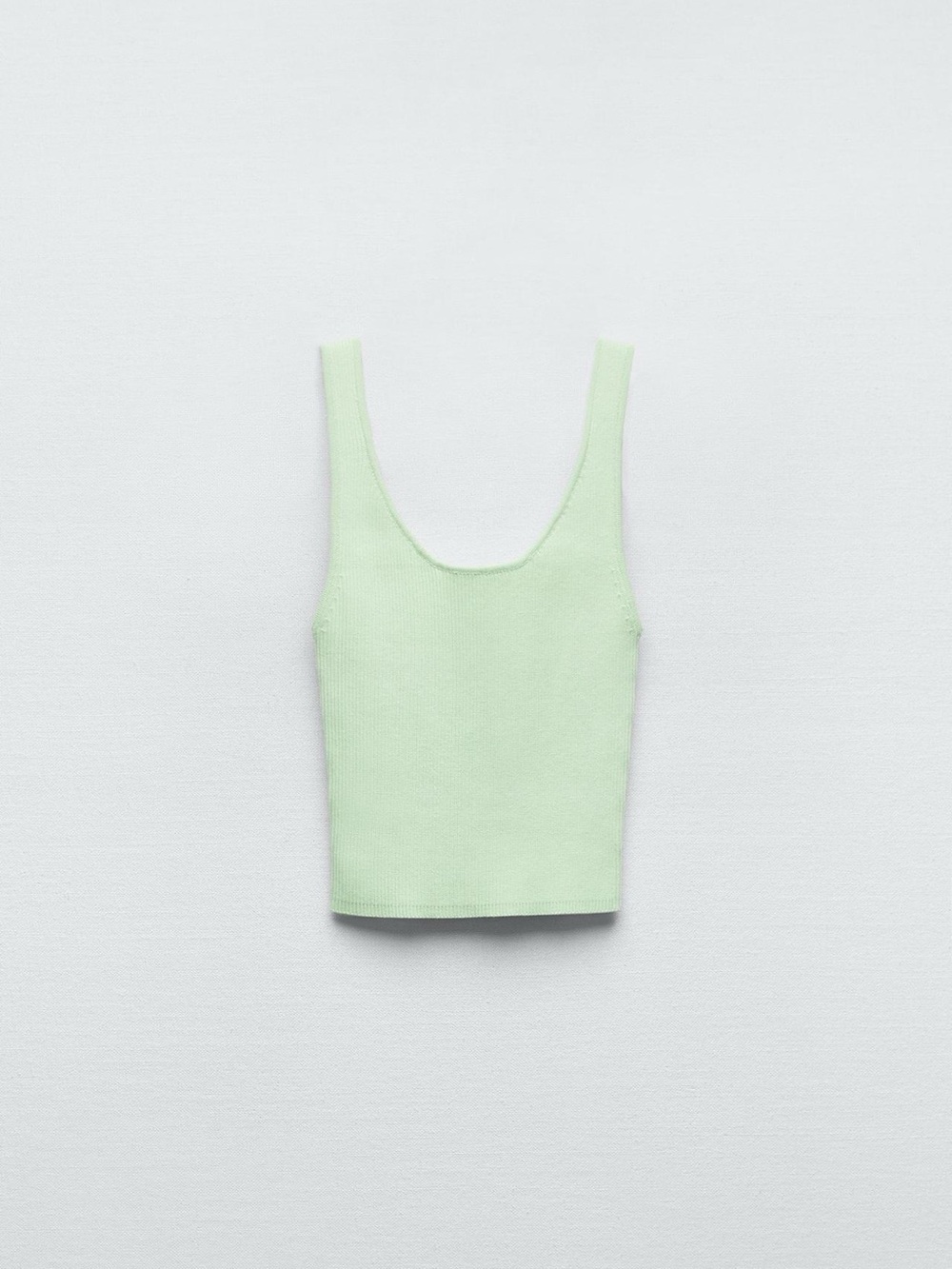 Zara Mint Green Ribbed Knit Top